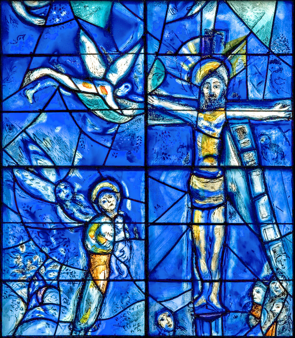 Marc Chagall, MZ Sankt Stephan, Kreuzigung: Gott ist die Liebe - der Gottesknecht Christus.