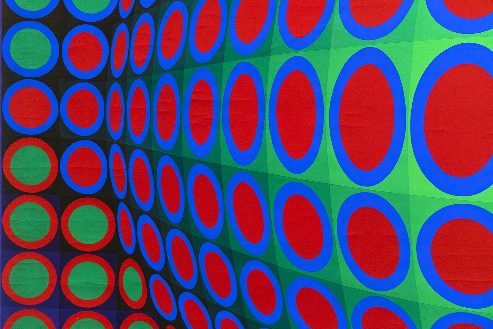 Victor Vasarely: Im Labyrinth von Op-Art. Kreise in rot, blau und grün.