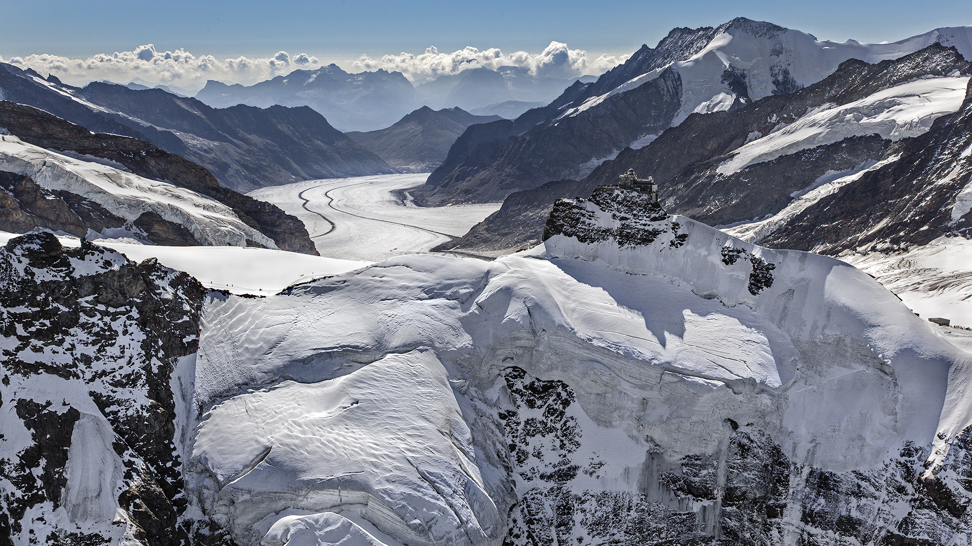 Jungfraujoch mit Aletschgletscher.