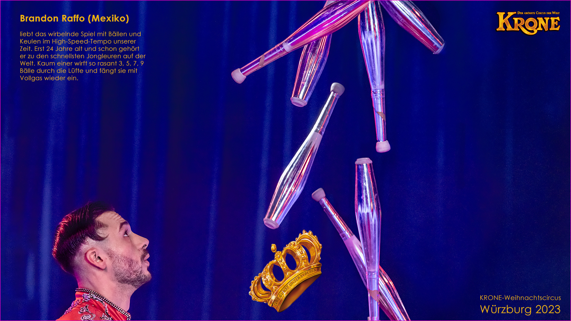 Brandon Raffo (Mexico), KRONE-Weihnachtscircus 2023 Würzburg.