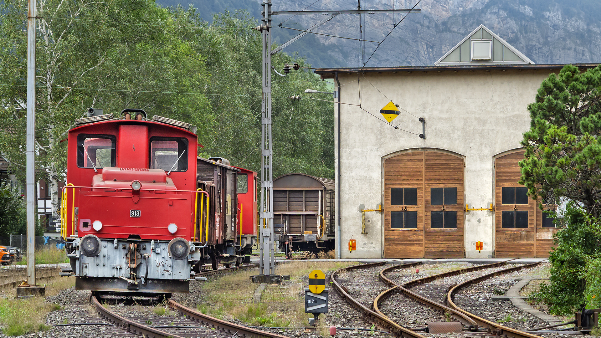 Erstfeld, Startpunkt der alten Gotthardbahn-Strecke 1882 durch den Tunnel von Göschenen nach Airolo.