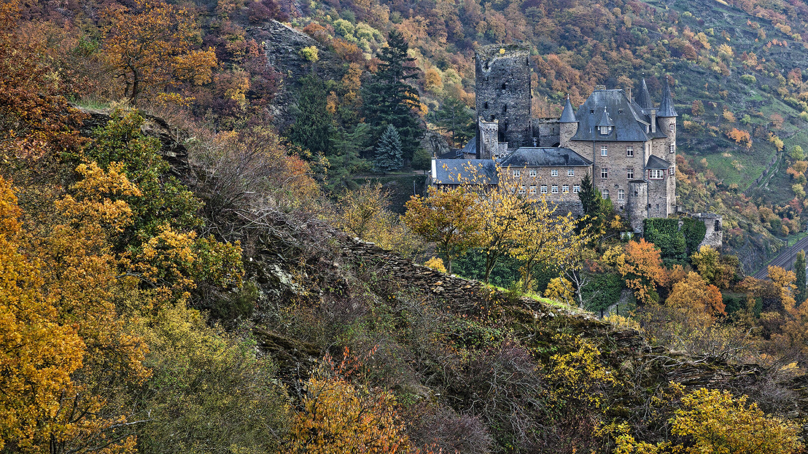 Burg Katz im Mittelrheintal bei Sankt Goar/Goarshausen.