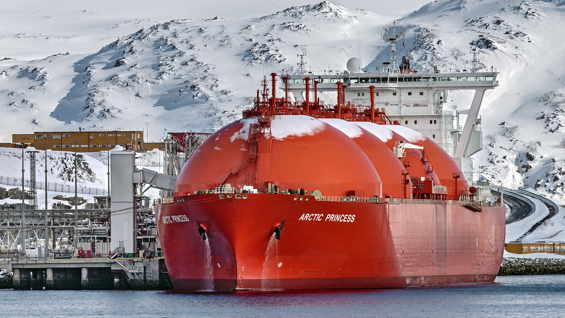 Flüssiggastanker Arctic Princess. Baujahr 2006, 288 x 49 m, Bruttoraumzahl: 121597, Tragfahigkeit: 84878 t, Tiefgang 9,9 m, max. Geschwindigkeit 12,3 knt.