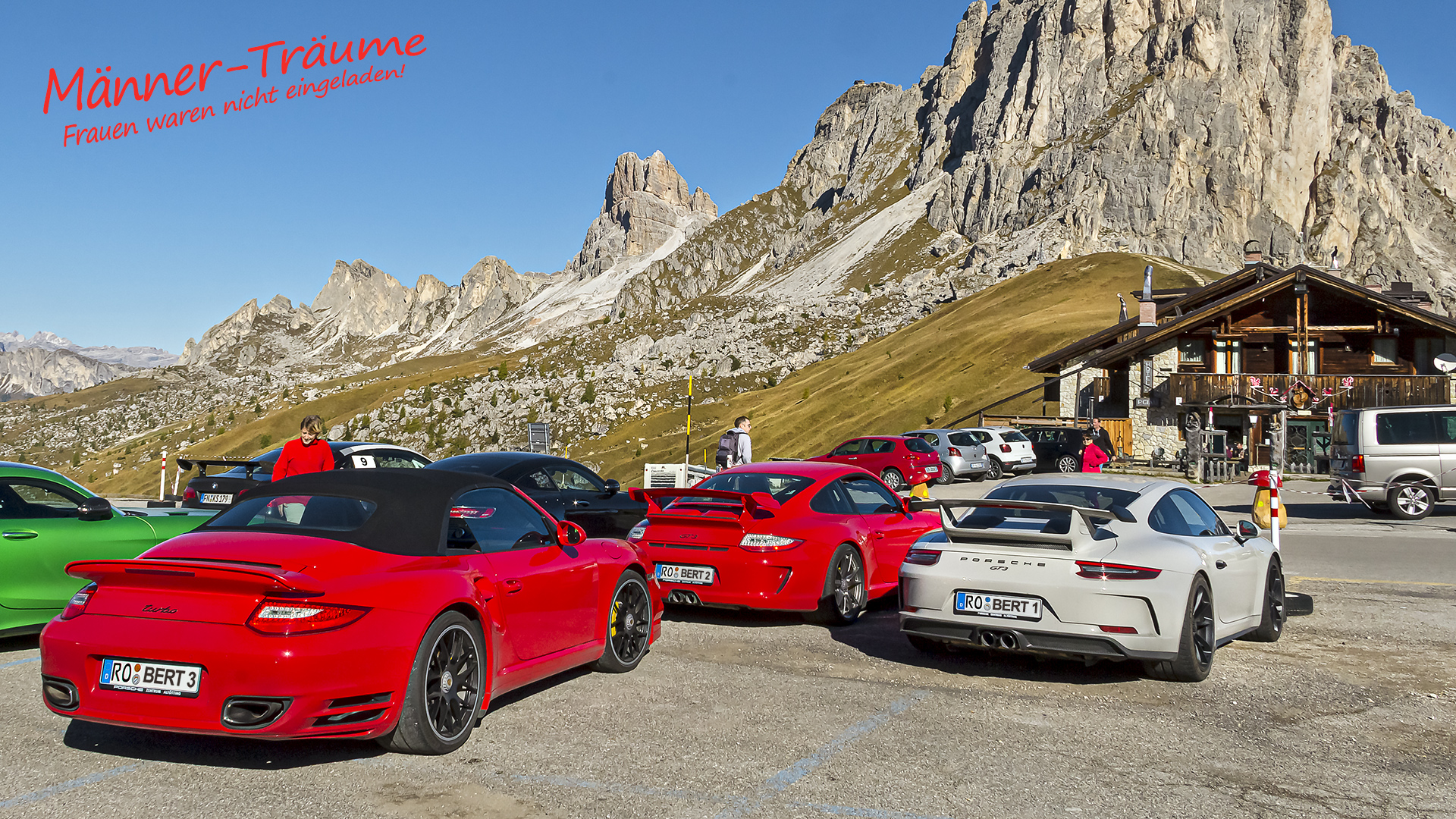 Giau-Pass Rallye PORSCHE GT3. Für Machos und Ver-rückte. Ein Macho bin ich NICHT.