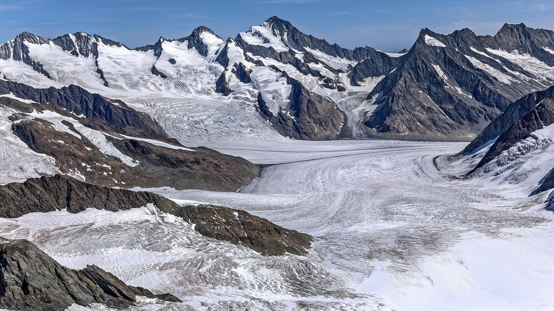 Aletschgletscher, Konkordiaplatz, Finsteraarhorn.